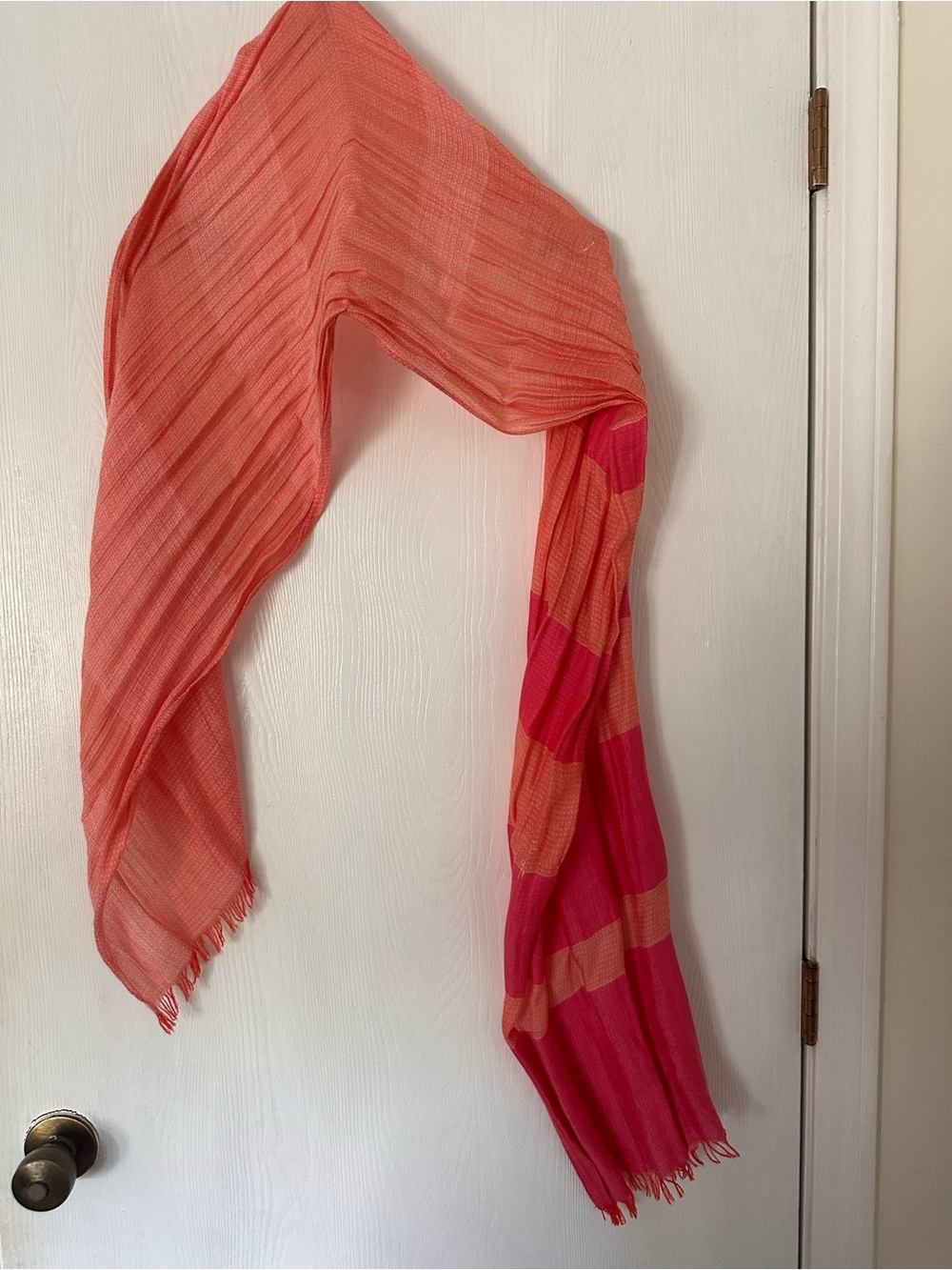 Lightweight Pink & Coral Striped Scarf